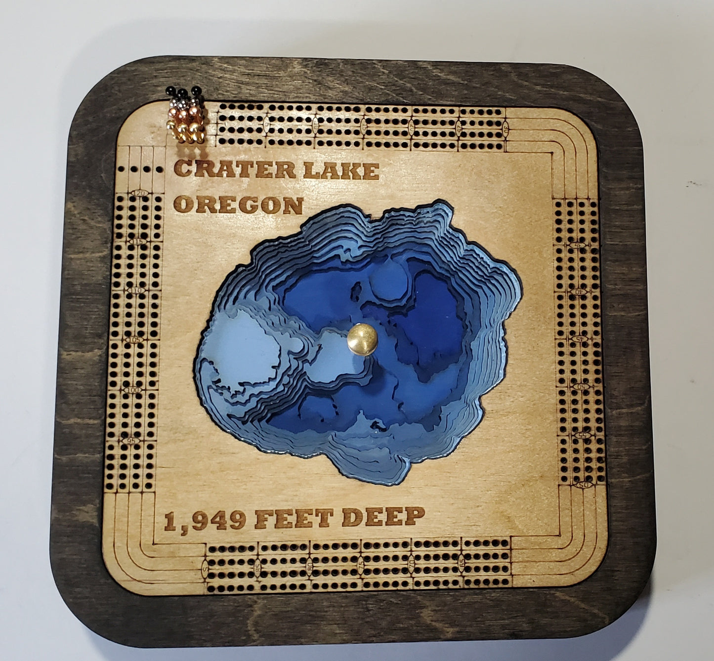 Multiple Layer Crater Lake Cribbage Board