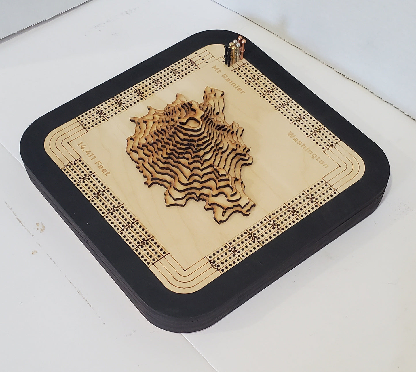 Mount Rainier 4 Lane Cribbage Board