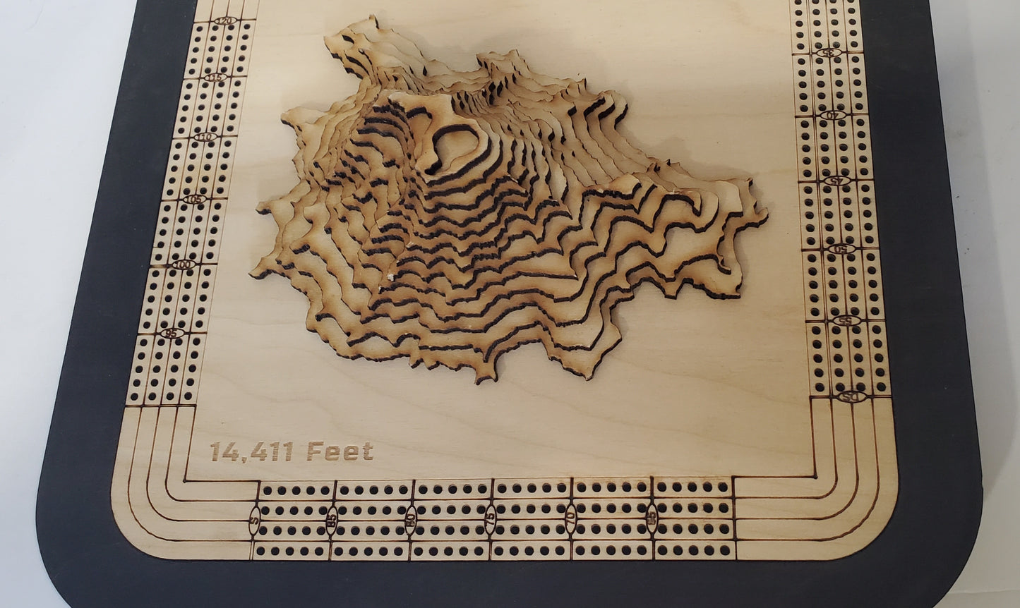 Mount Rainier 4 Lane Cribbage Board