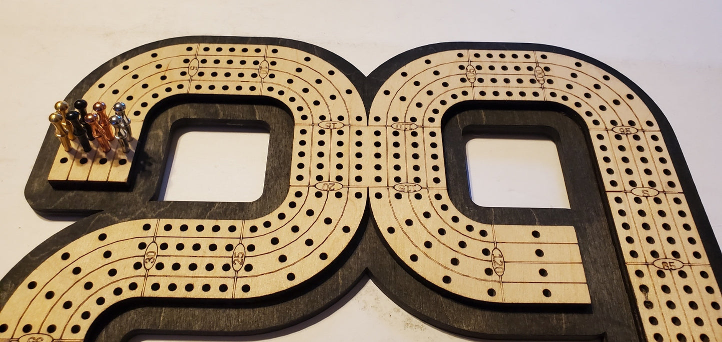 29 Hand Cribbage Board With Removable Peg Holder