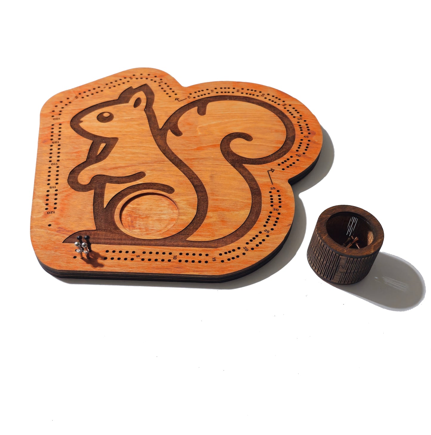 Custom Cribbage Board Squirrel