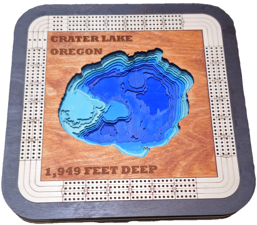 Multiple Layer Crater Lake Cribbage Board