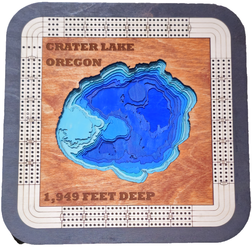 Multiple Layer Crater Lake Cribbage Board