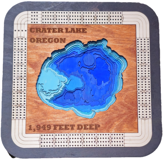 Multiple Layer Crater Lake Cribbage Board