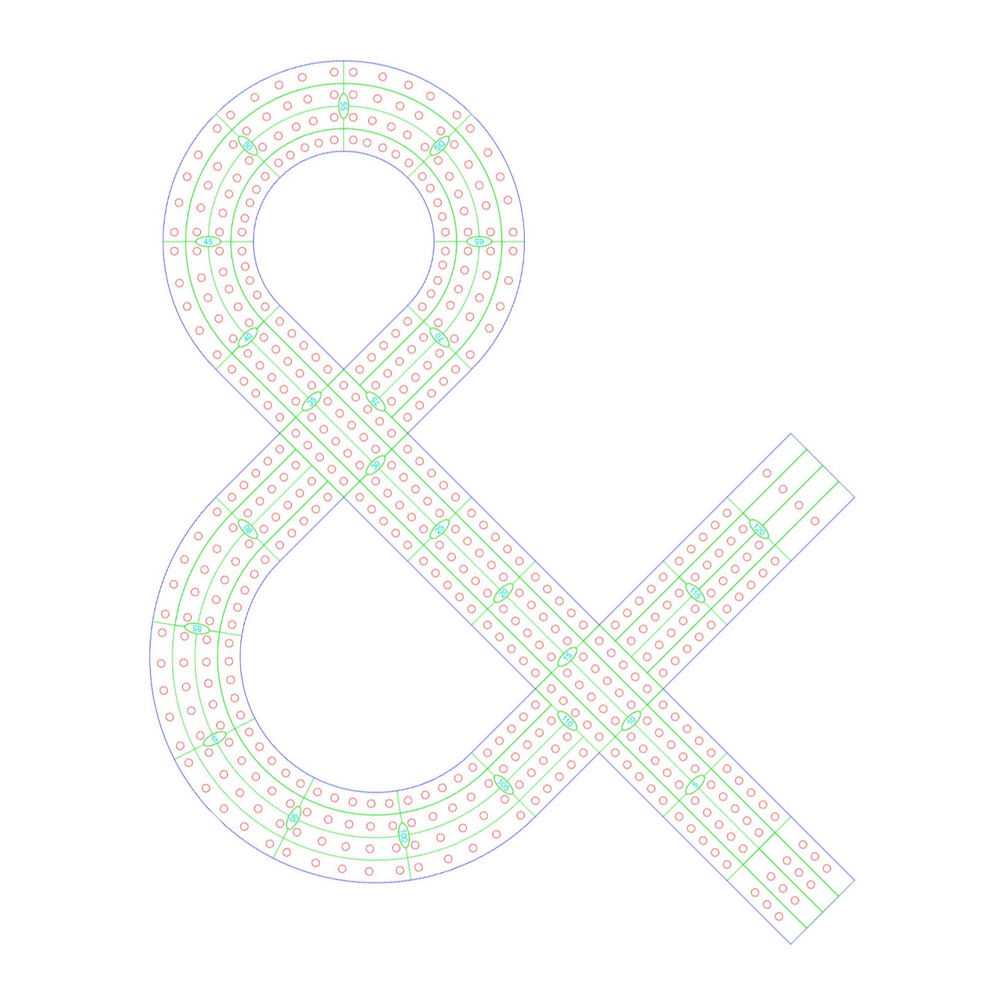 ampersand cribbage board pattern / template
