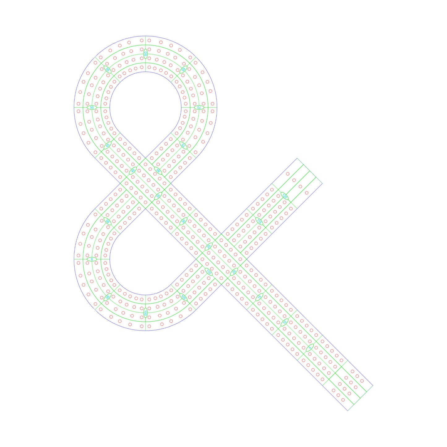 ampersand cribbage board pattern / template