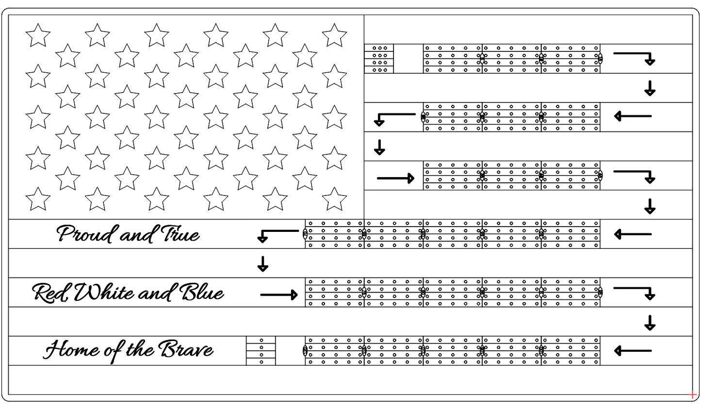 american flag cribbage board pattern / template