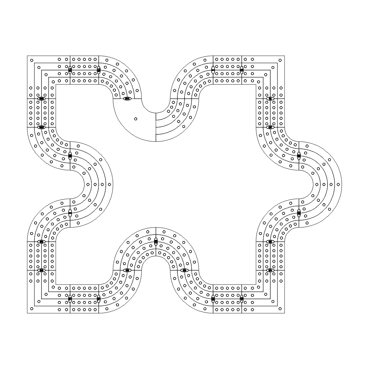 Puzzle Piece Inside 4 #2 Lane Cribbage Board Pattern / Template