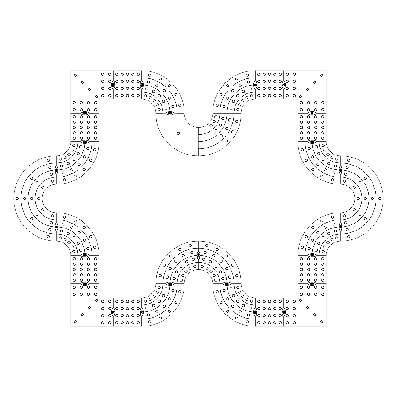 Puzzle Piece Inside 4 #3 Lane Cribbage Board Pattern / Template