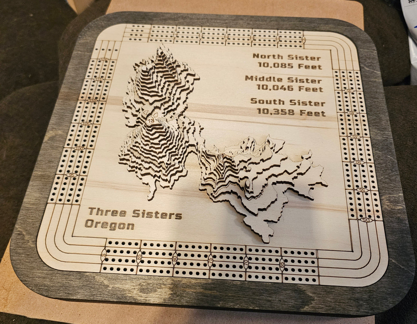 Three Sisters 4 Lane Cribbage Board