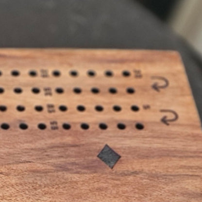 2 Player Wood / Epoxy Cribbage Board with Large Pegs