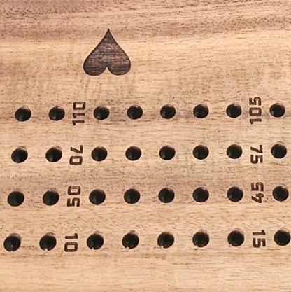 2 Player Wood / Epoxy Cribbage Board with Large Pegs
