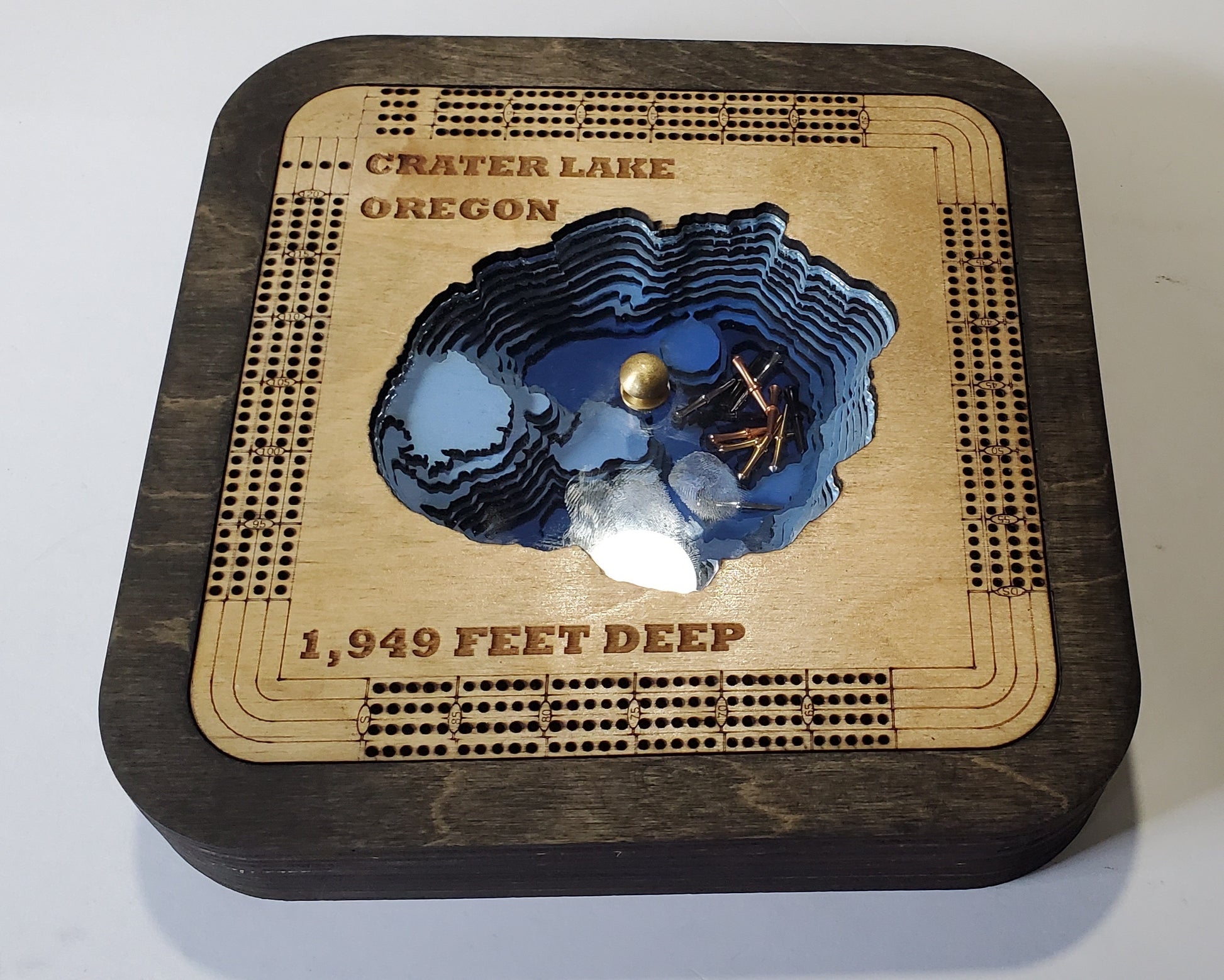 Multiple Layer Crater Lake Cribbage Board