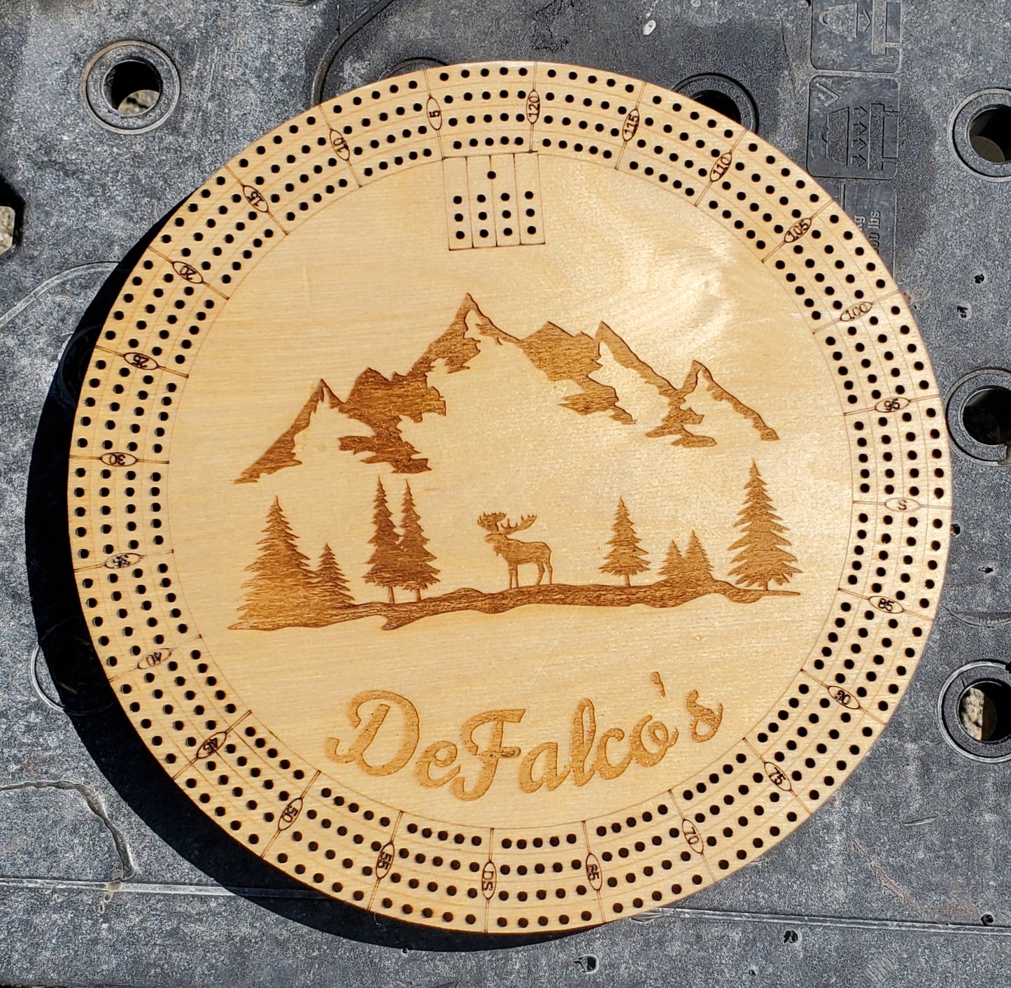 Moose and Mountains personalized Cribbage Board