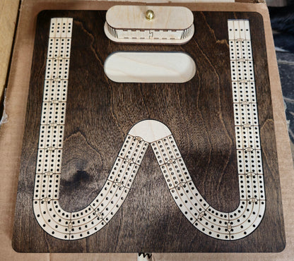 Letter W Cribbage Board with Removable Peg Storage