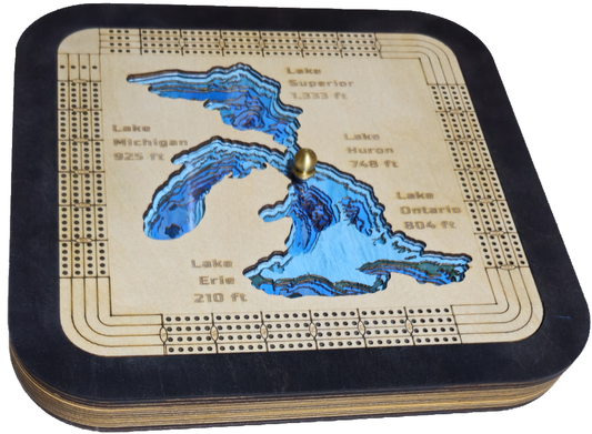 Multiple Layer Great Lakes Cribbage Board
