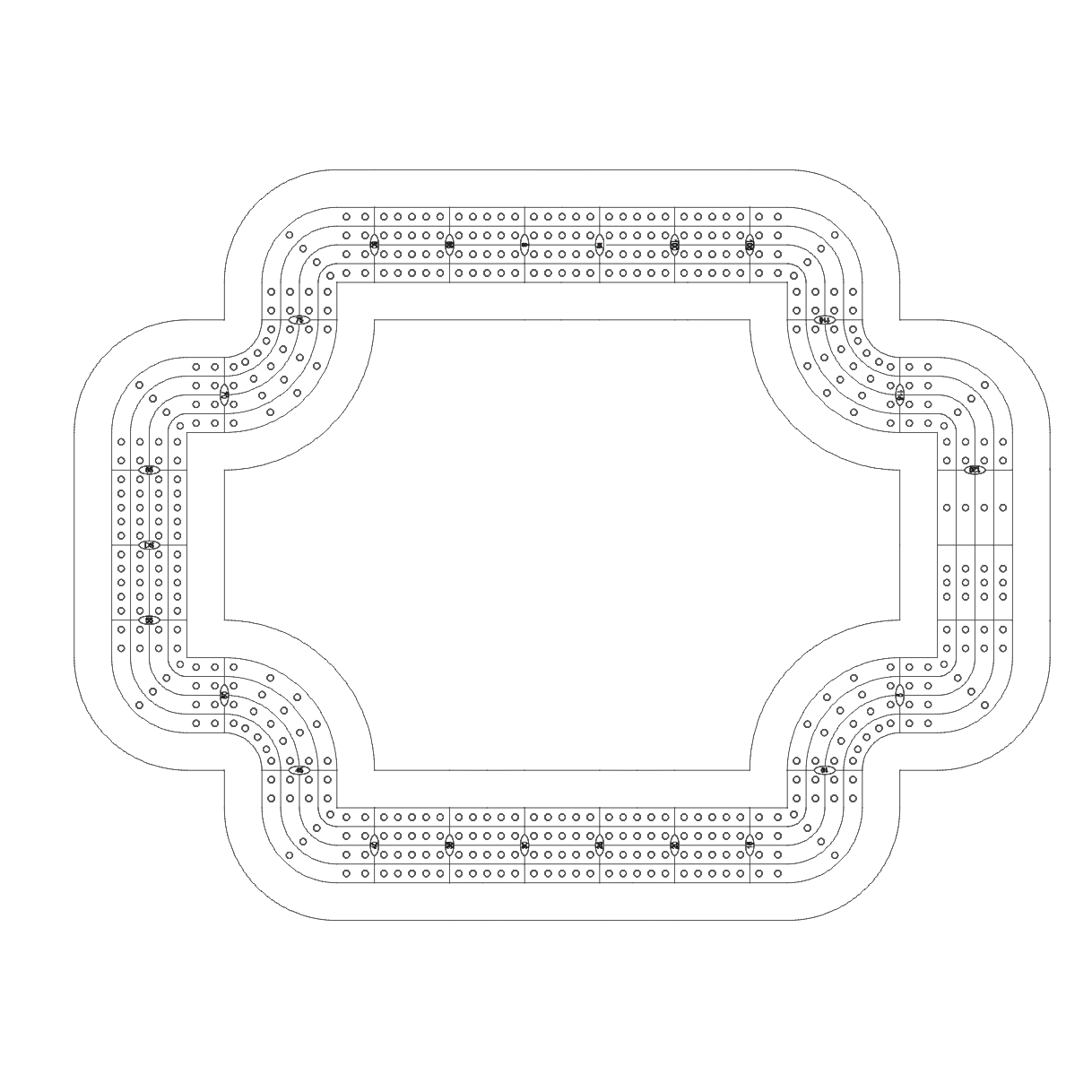 Frame with Inset Corners Cribbage Board Pattern / Template