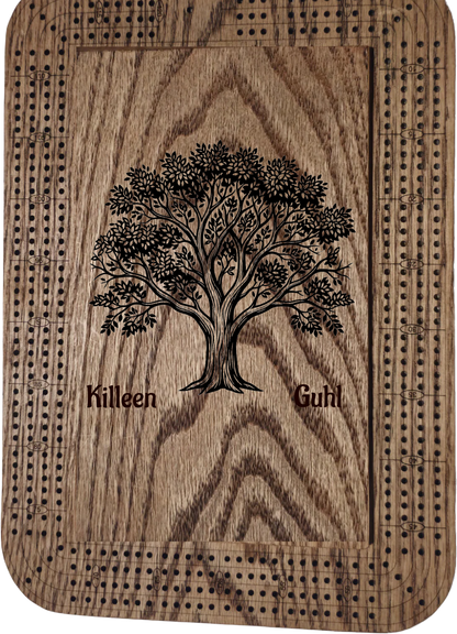 2 Custom Oak Cribbage Boards