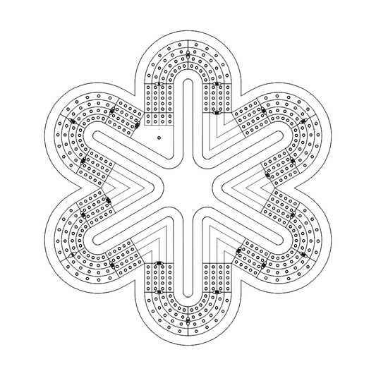 Asterisk 4 Lane Cribbage Board Pattern / Template