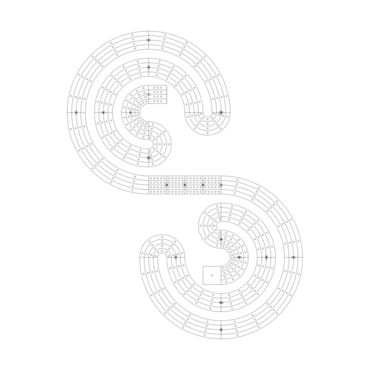 Spiral #2 Cribbage Board Pattern / Template