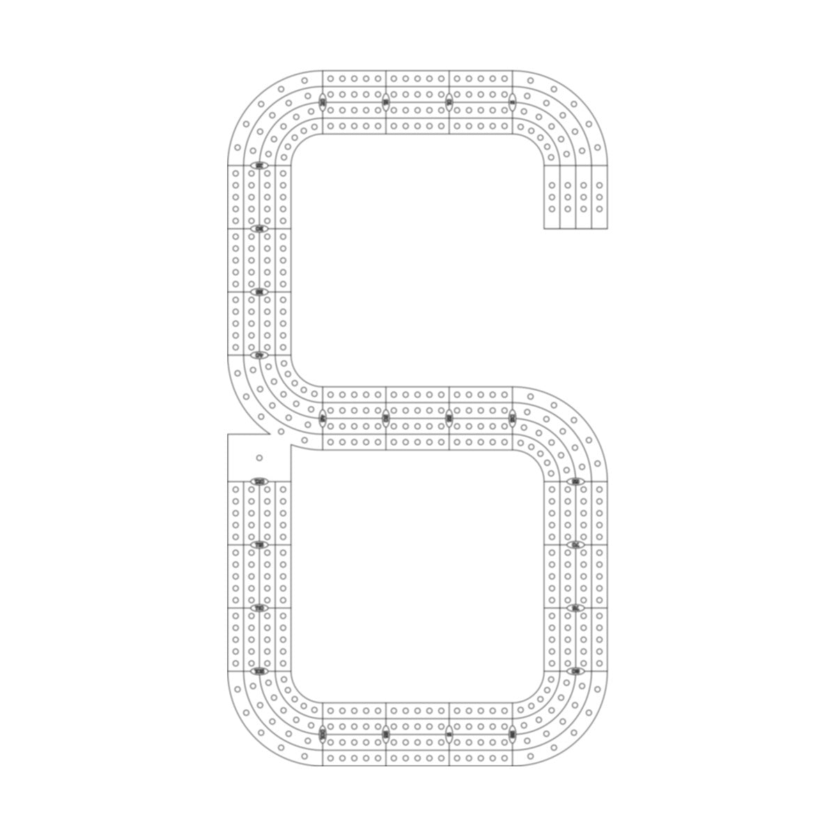 Number 6 Cribbage Board Pattern / Template