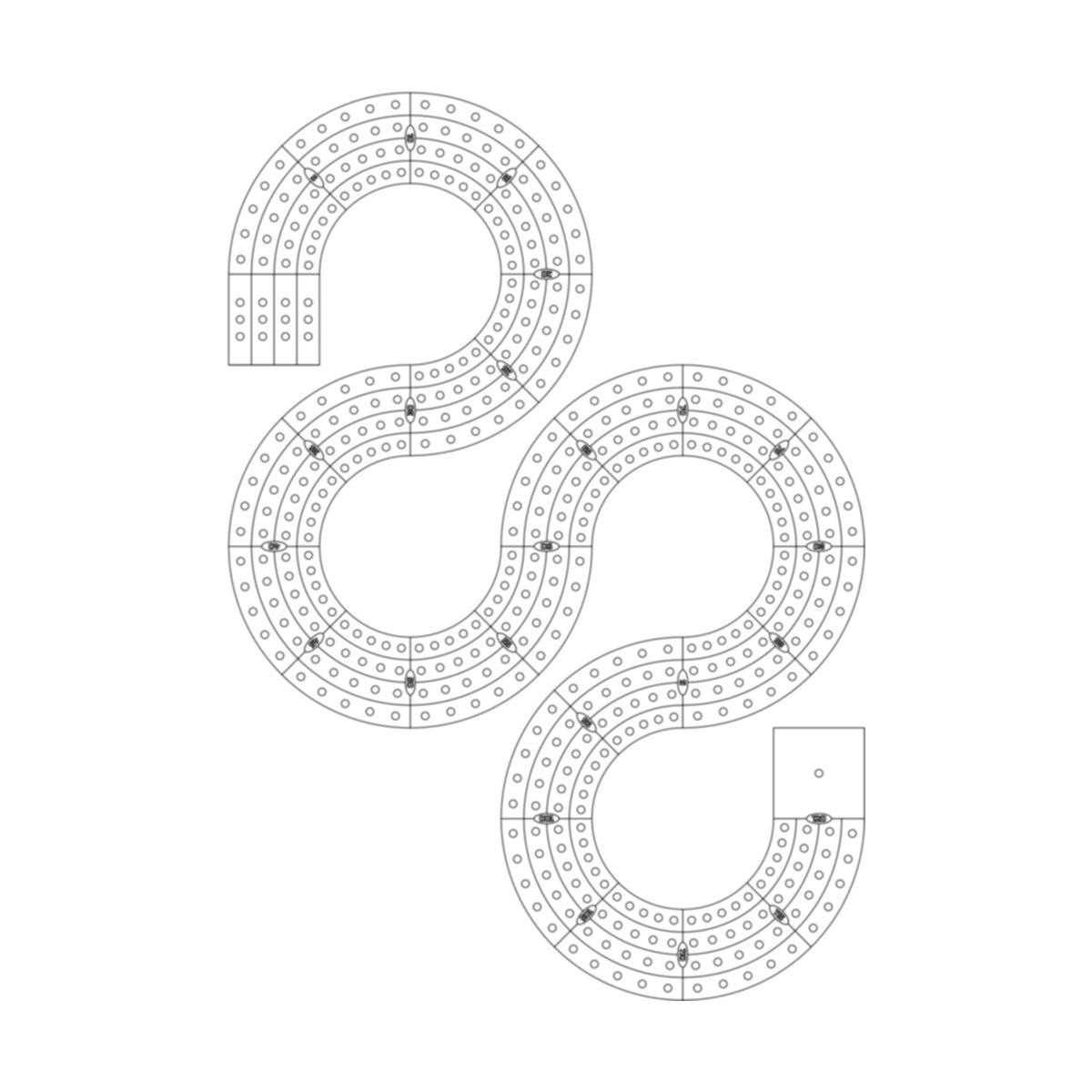 Serpent Round Short Cribbage Board Pattern / Template