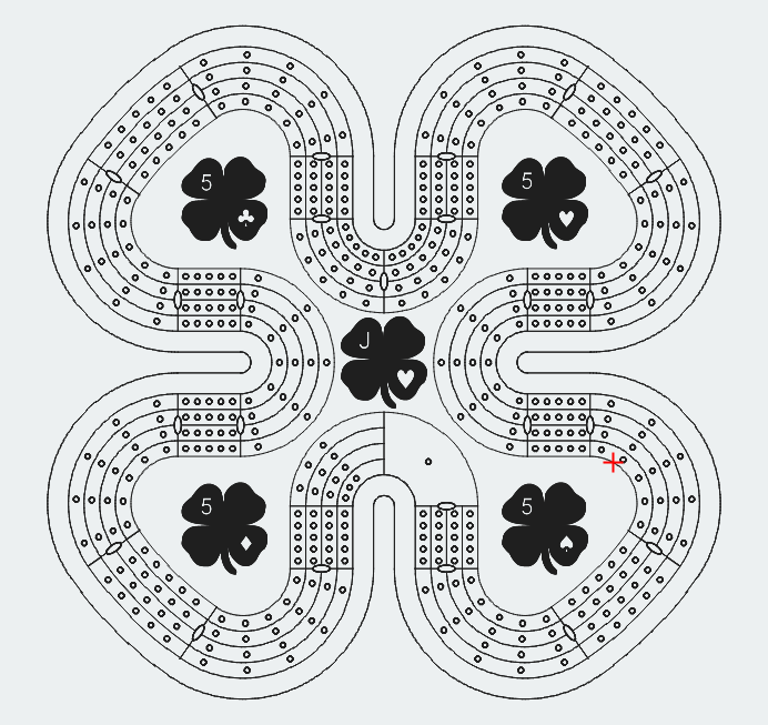 4 Leaf Clover Cribbage Board Pattern / Template