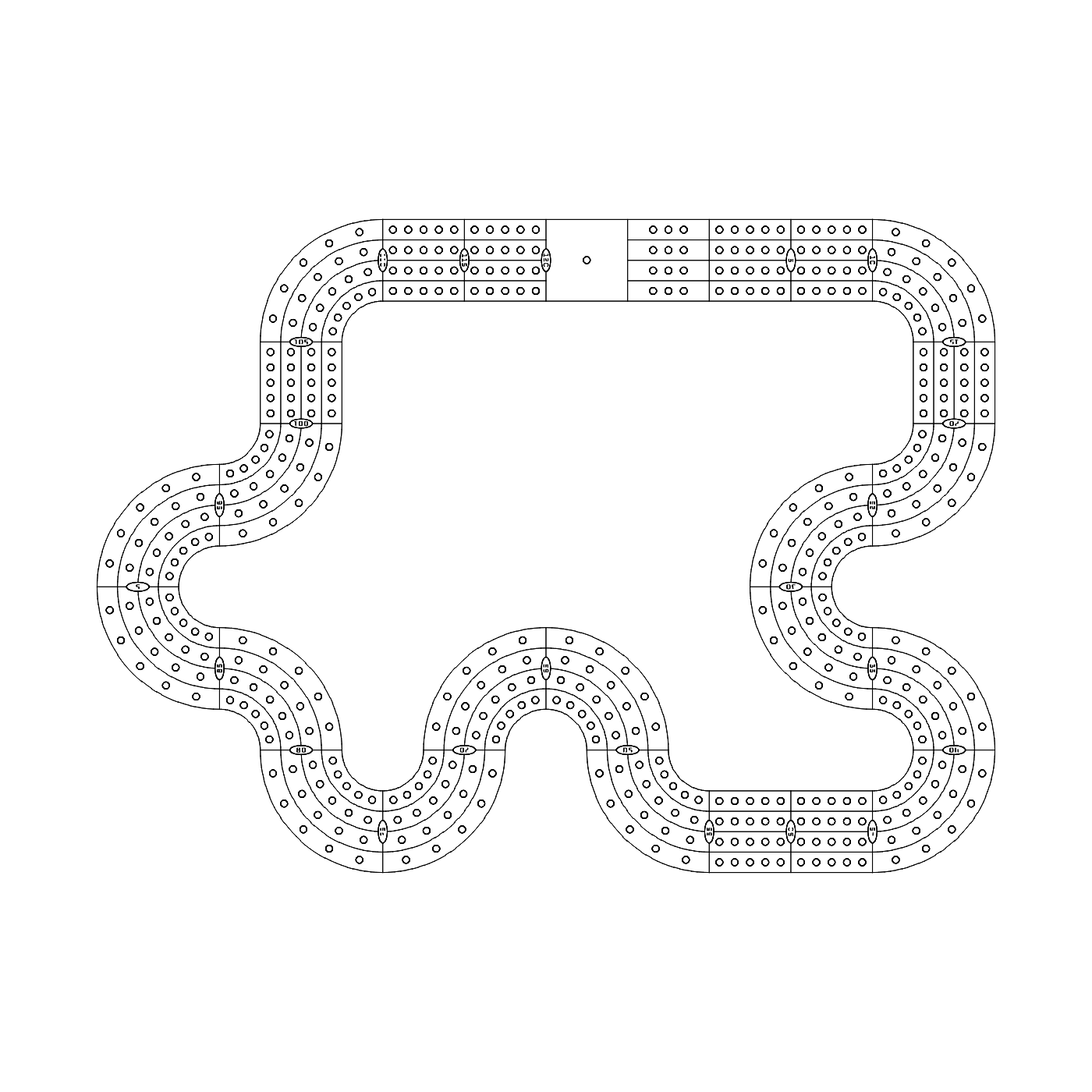 Puzzle Piece Edge 4 Lane Cribbage Board Pattern / Template
