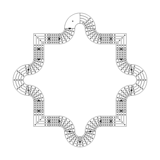 Puzzle Piece Inside 4 #4 Lane Cribbage Board Pattern / Template