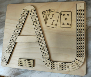 Custom Cribbage Board Initials AJ